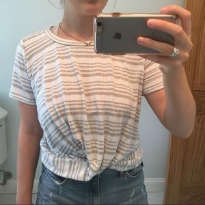 Knotted Bottom Striped Crop Top